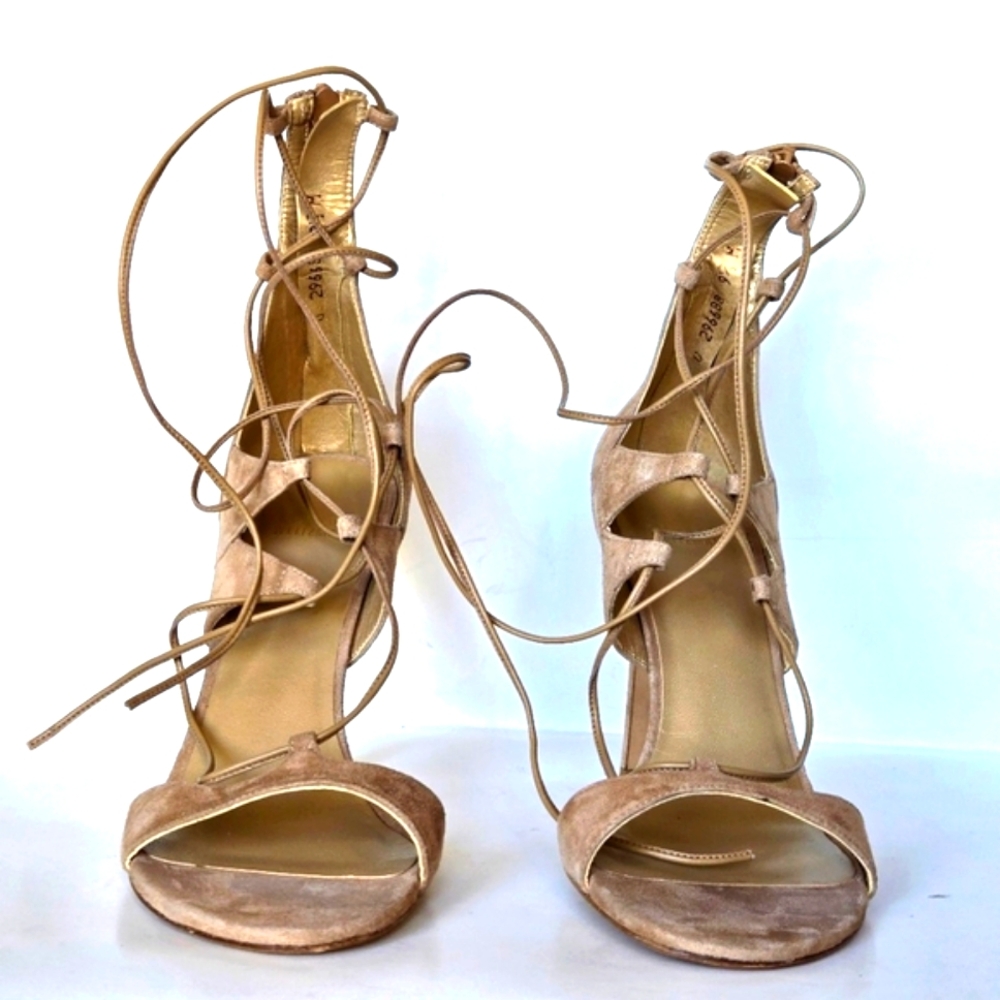 Stuart Weitzman Legwrap Strappy Blush/Nude Heels size 9.5 - Picture 2 of 7